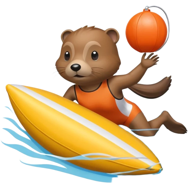 A focused beaver swimmer wearing a racing suit, diving past a floating buoy.


 emoji