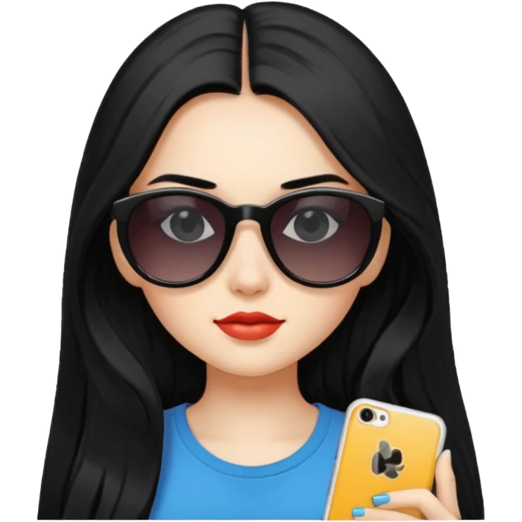 Cool girl with long black hair and sunglasses emoji