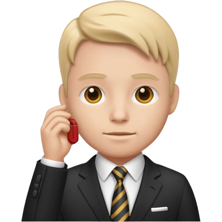 Mini character in oversized suit and tie emoji
