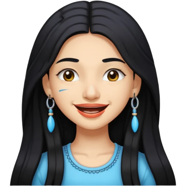 pretty Indian girl with long hair and braces, winking emoji