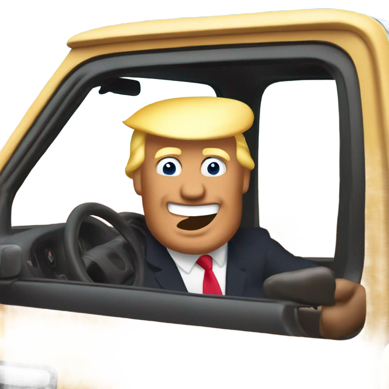 donald trump driving the poop truck emoji