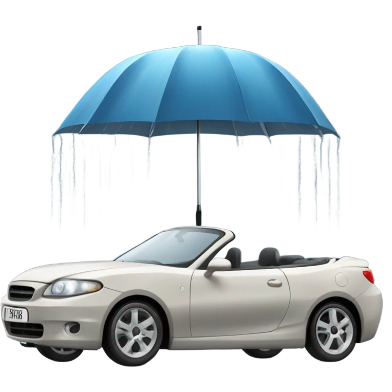 ￼Convertible car in the rain  emoji