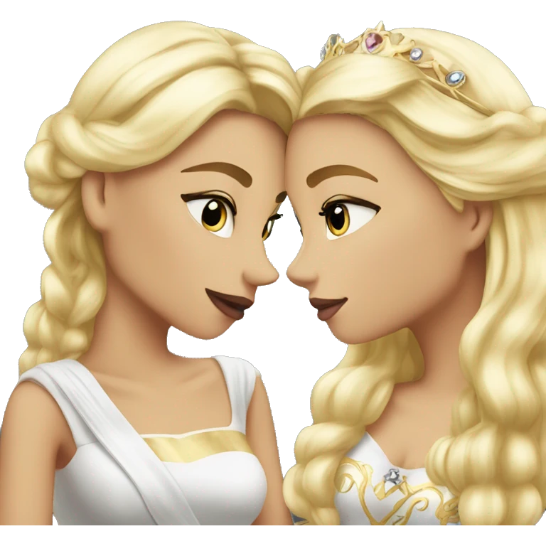 2 women princesses couple blonde deep kiss emoji