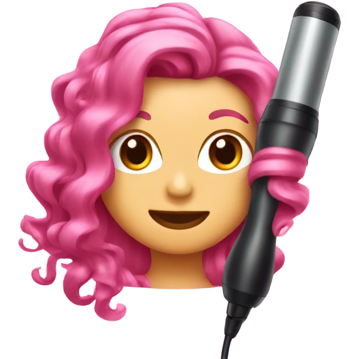 pink Hair curling iron  emoji