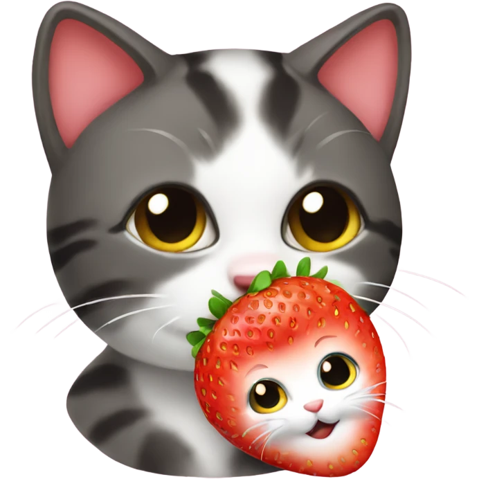 Kitty and strawberry emoji