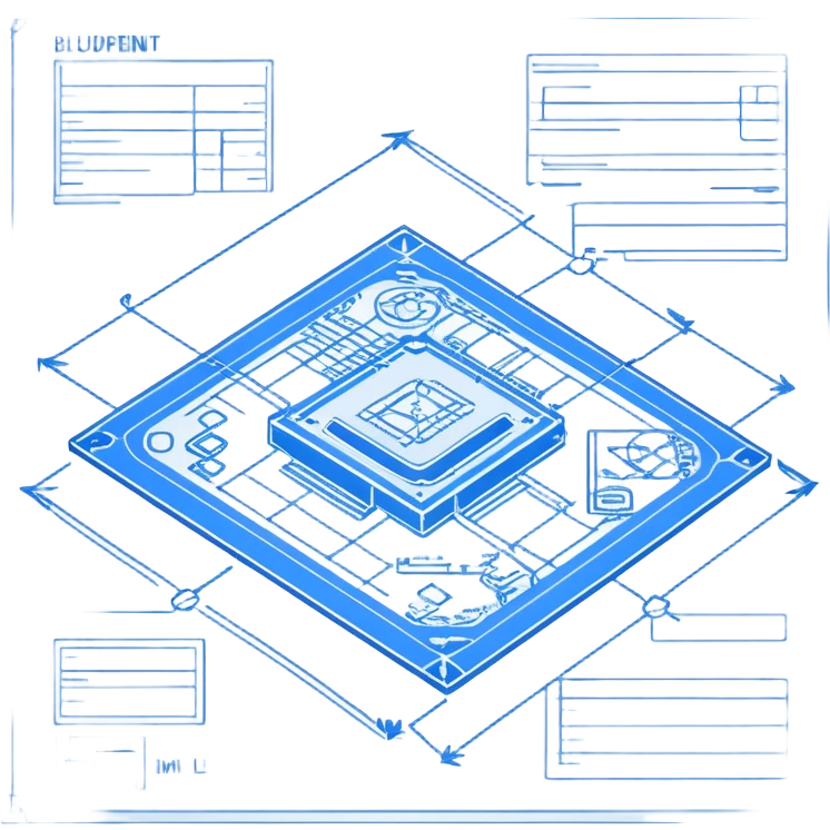 A blueprint with a UML diagram on it emoji