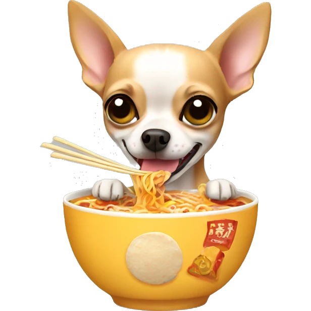 Chihuahua eating cup ramen emoji