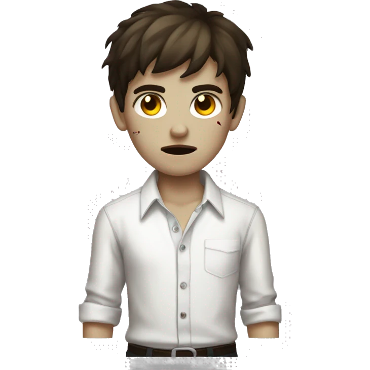 boy zombie teen with dark brown hair medium and white slim shirt emoji