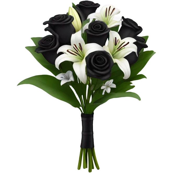 black bouquet of roses and lilies  emoji