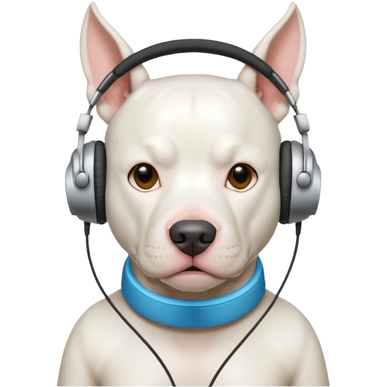 white pitbull with headphones emoji