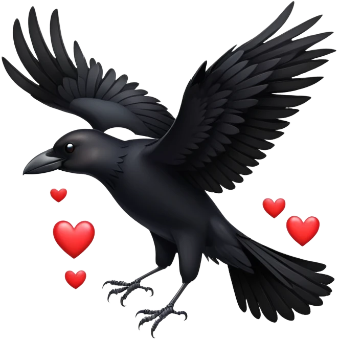 A crow with hearts emoji