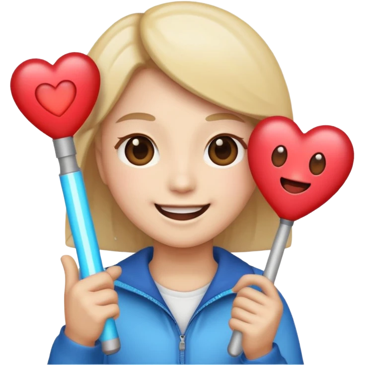 a fan emoji with heart eyes holding a K-pop light stick emoji