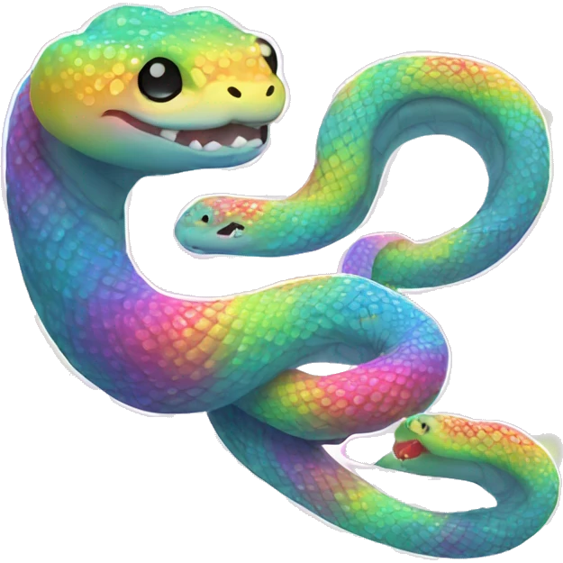 Kawaii rainbow pastel bedazzled snake wearing neon floral shirt  emoji