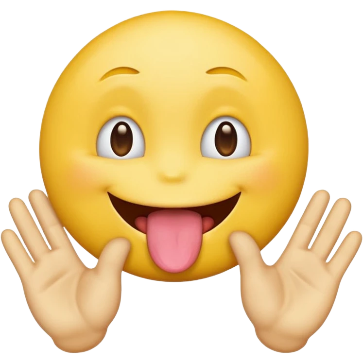 Yellow emoji face with two hands sticking it’s tongue out (I’m talking about in it meme) emoji