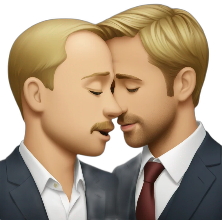 Putin and Ryan Gosling kissing emoji