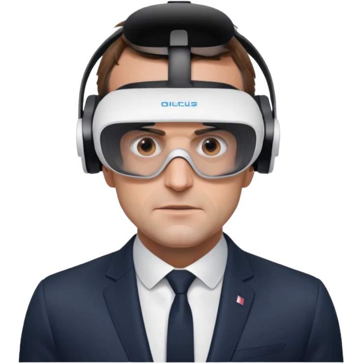 President Macron with oculus quest white emoji