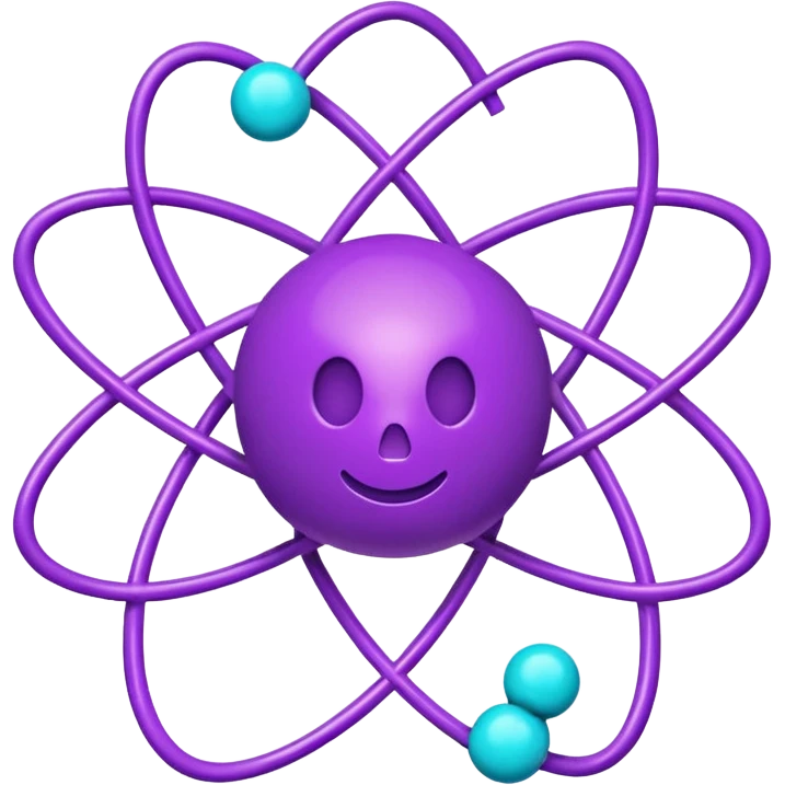 minimalistic atom, neon purple (#8B5CF6) and cyan (#00E0FF), representing Atom team creativity and innovation, clean tech design, no face, 1:1 aspect ratio emoji
