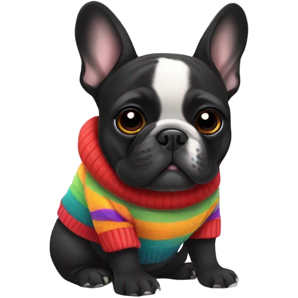 Cute frenchie black one with pullover  emoji