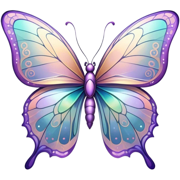 Pastel sparkly glittery iridescent rainbow transparent butterfly emoji