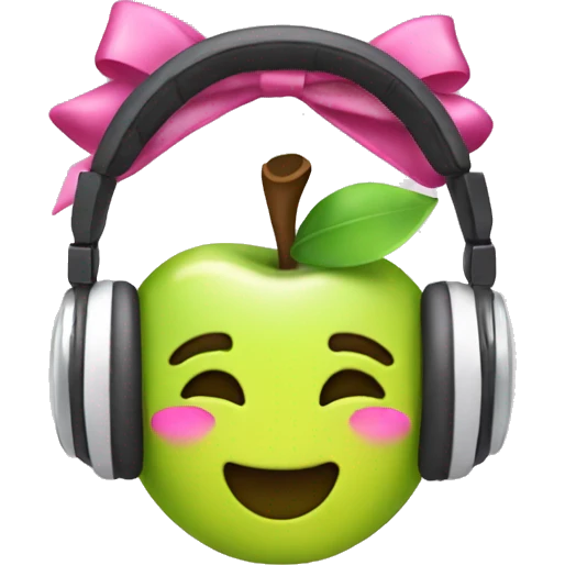 apple headphones with coquette bows emoji