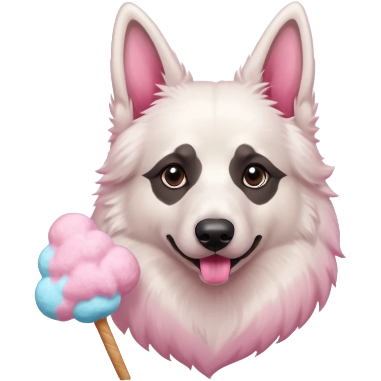 White belgian Shepard loves Cotton candy  in fall emoji