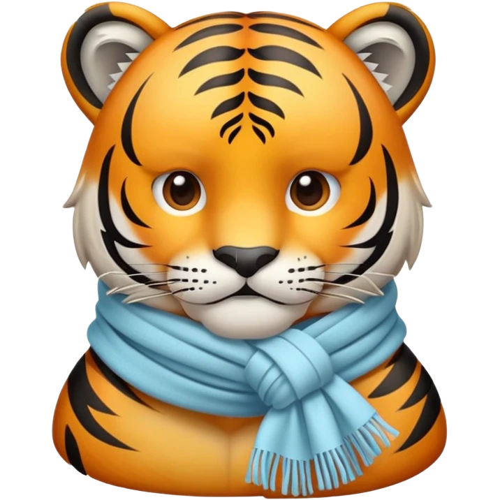 cold tiger face shivering with scarf and frost for Twitch emote emoji