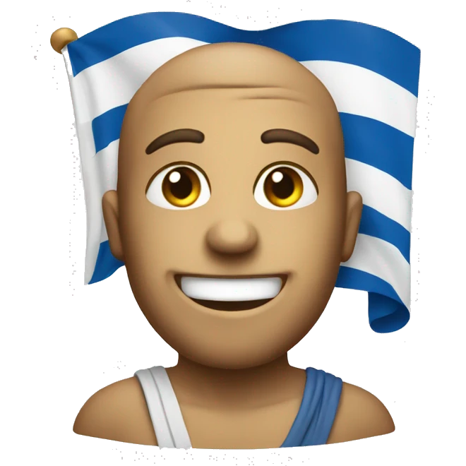 A very happy emoji with a greek flag emoji