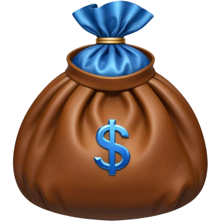 brown money bag with a blue coin  emoji