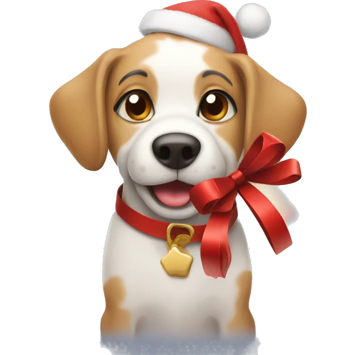 dog with christmas gift emoji