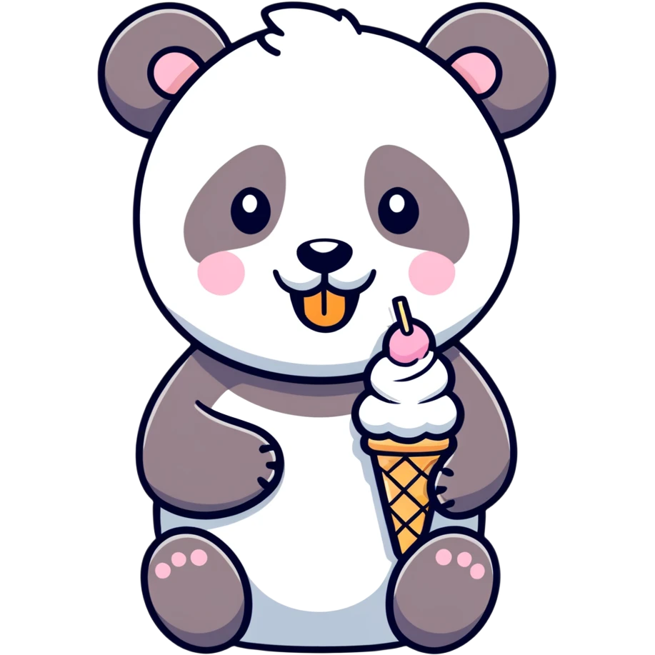 Panda eating ice cream emoji