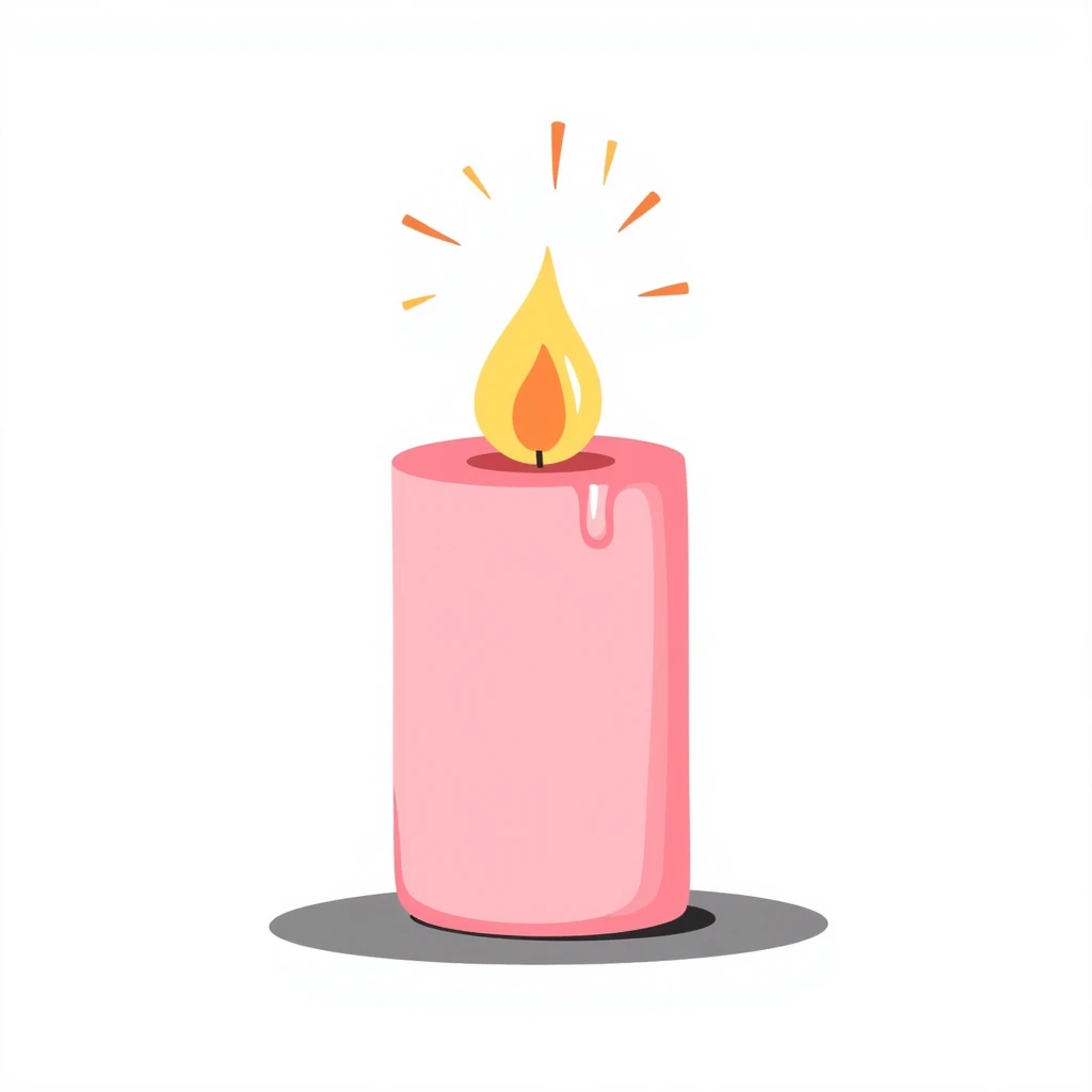 pink pastel candle with hand-drawn look emoji