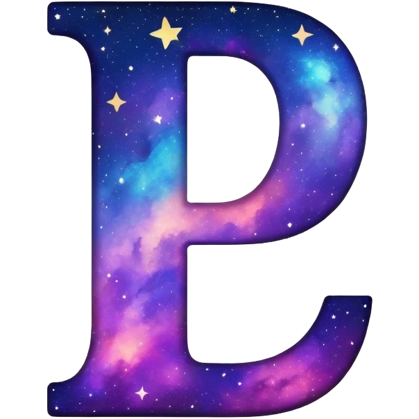 letter J filled with galaxy pattern and stars emoji
