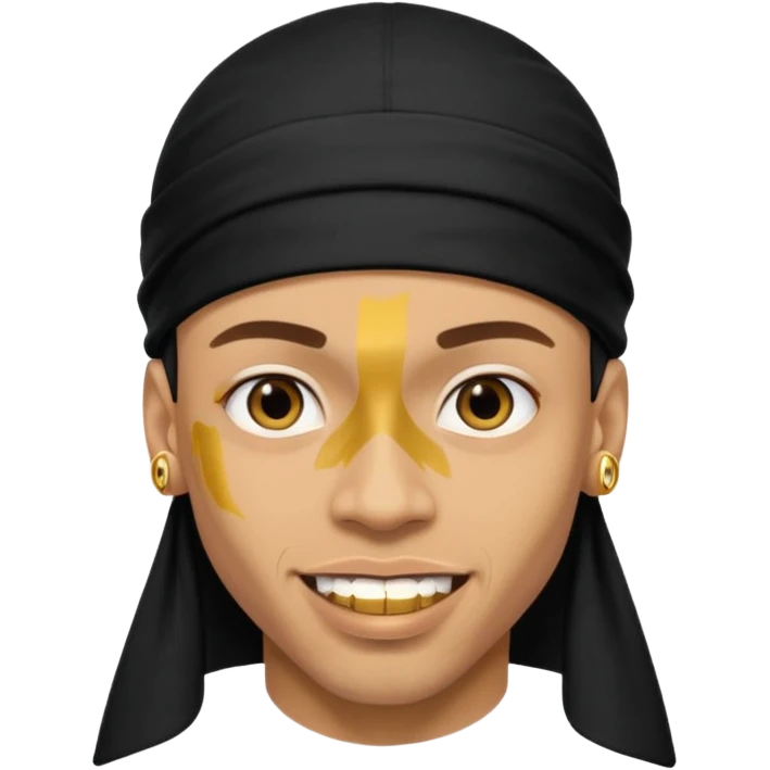 lightskin man with a black durag and grillz emoji