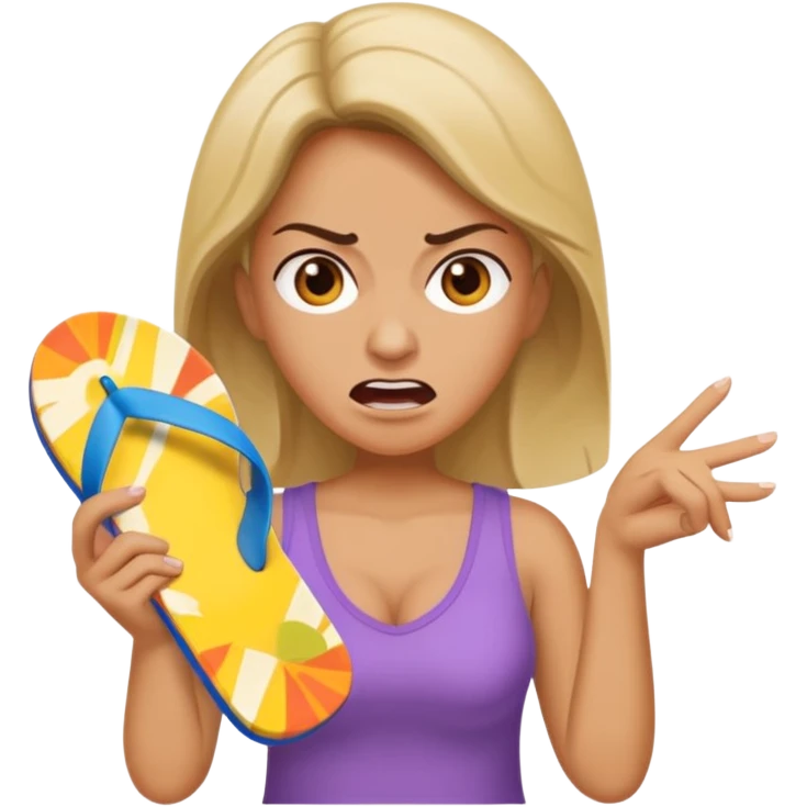 an angry mother with a flip-flop in her hand emoji