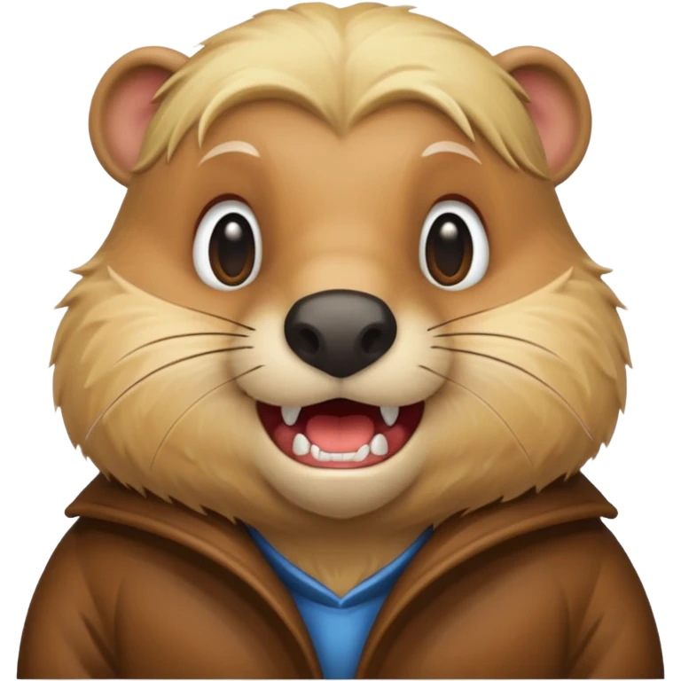 Beaver with big teeth and blonde hair emoji
