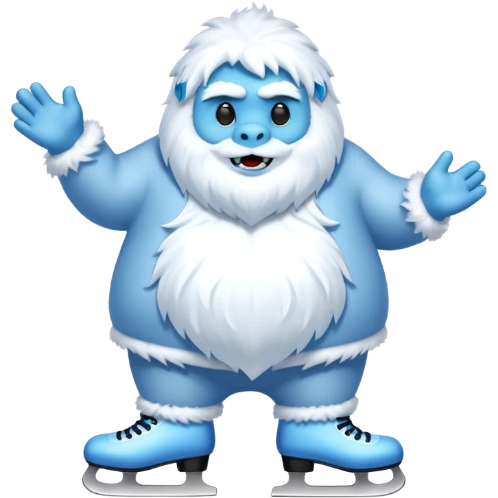 fat blue fur yeti ice skating  emoji