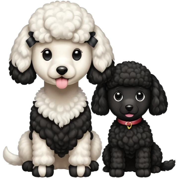 1 poodle blanca y 2 negras emoji