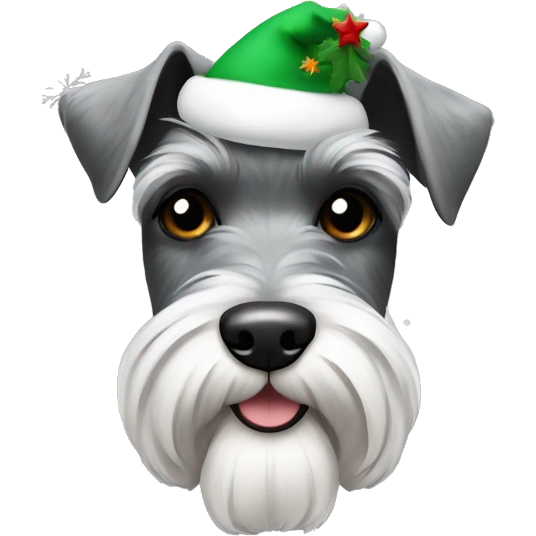 Schnauzer gray white black with Christmas vibes  emoji