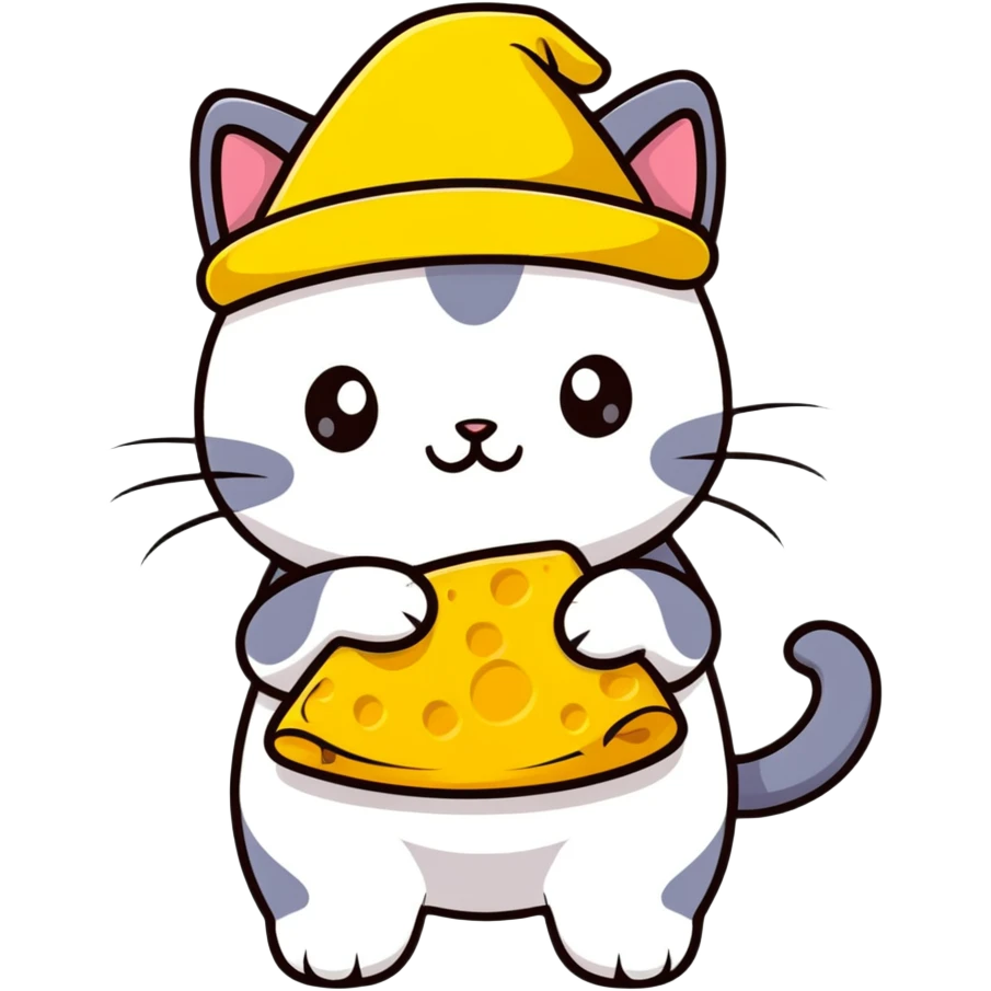 cheese cat wearing a yellow hat emoji