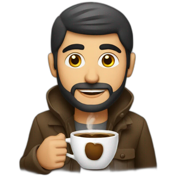 Kurdish man having coffe at the same place emoji