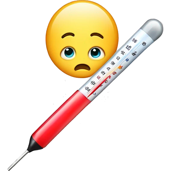 sick child, thermometer with high temperature emoji
