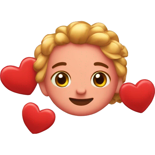 Emoji enamorado con corazónes en el hojo emoji