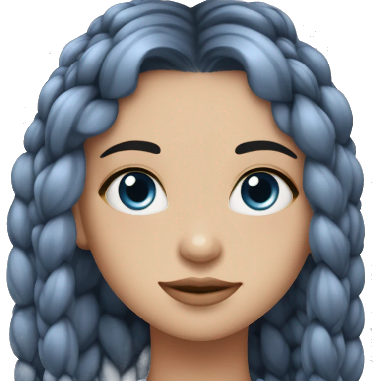 chica de ojos azules con trenzas largas color gris, con corazones  emoji