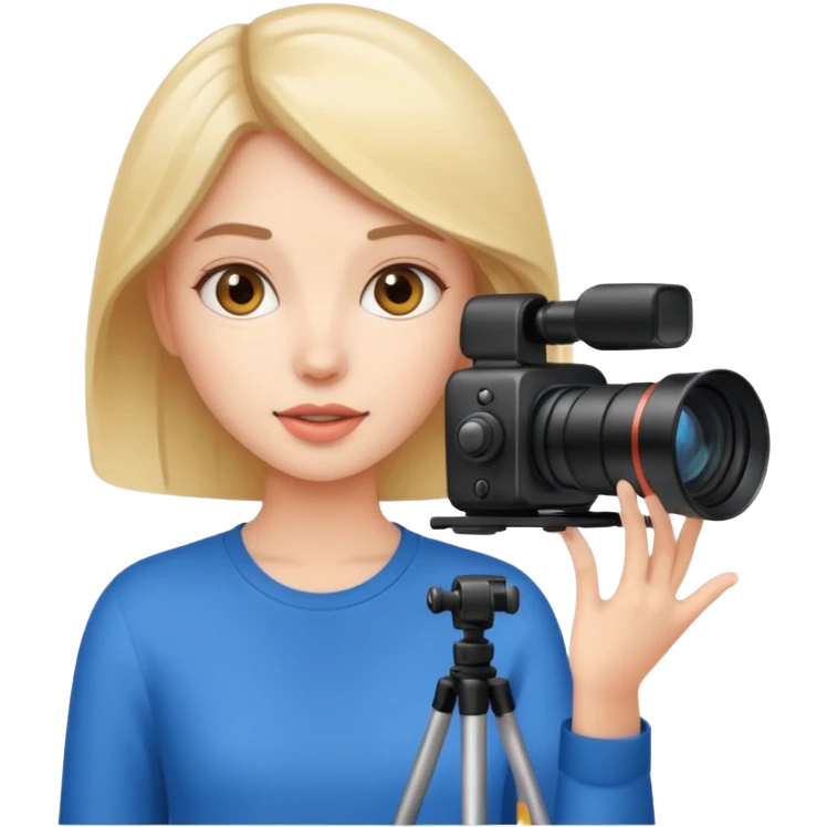 A blogger girl who films herself on camera emoji