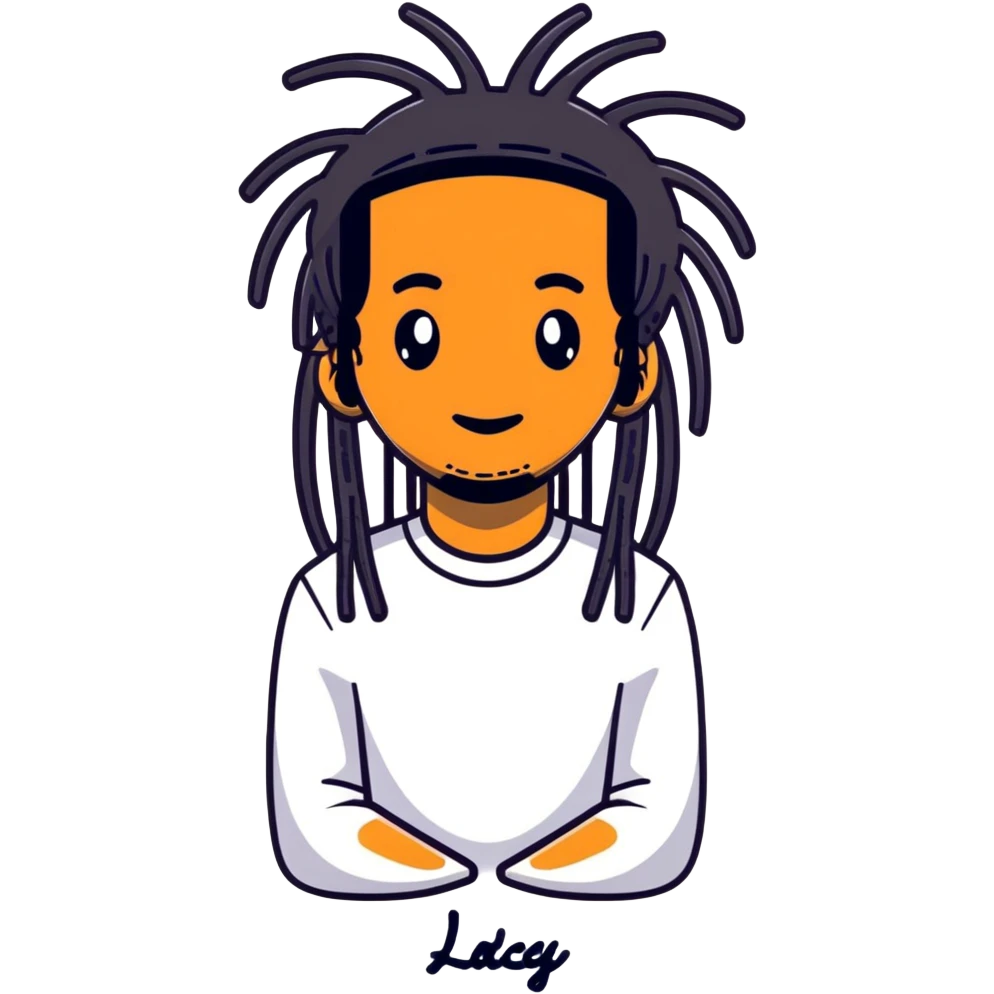 Steve Lacy with black dreadlocks and his signature style emoji