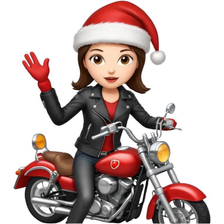 biker girl brune moto christmas emoji