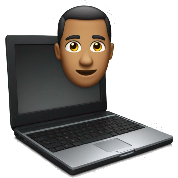 2001 black Mac laptop tilted facing forward emoji