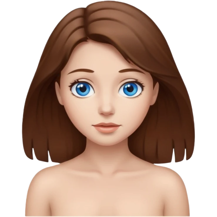 Big breast nude woman brown hair white skin blue eyes  emoji
