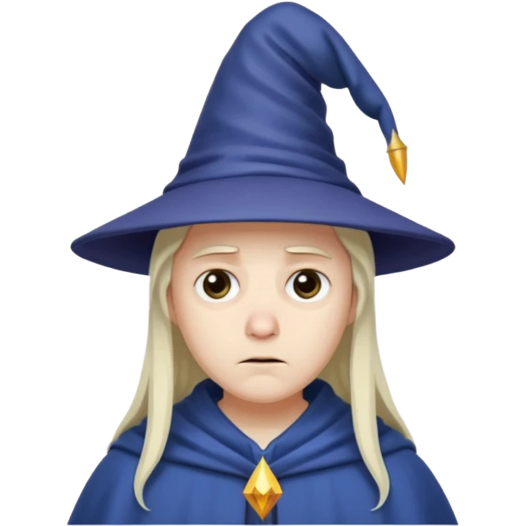 Sad face, wizard hat, dark style emoji