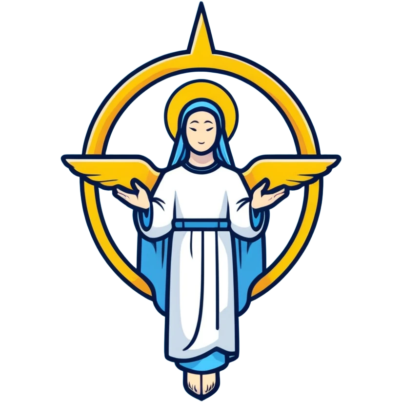 saint emblem with light blue colors, halo and divine light emoji